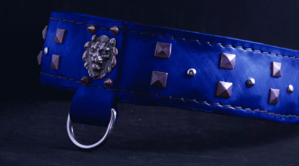 blue dog collar , dog collar handmade , luxury leather dog collar