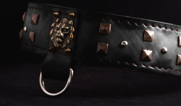 black dog collar handmade , dog fashion