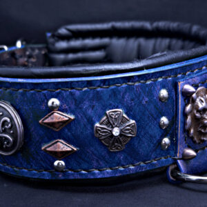 dog collars handmade , dog fashion , dog collar blue