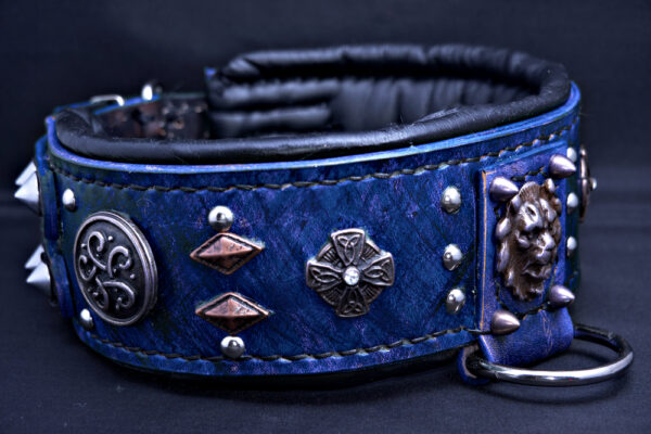 dog collars handmade , dog fashion , dog collar blue