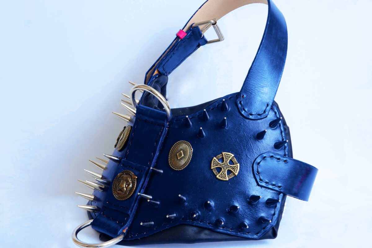 Bully leather harness with big spikes and collar set Leather for Pets