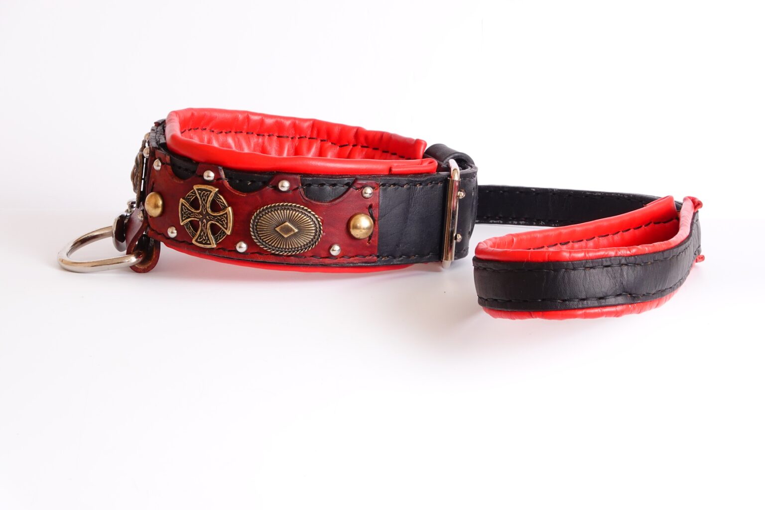 American Bully collar and leash set , Pitbull leather collar with leash