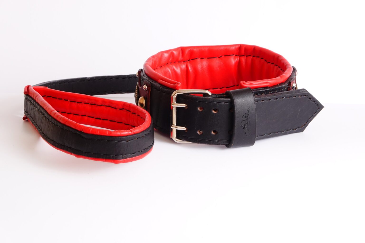 American Bully collar and leash set , Pitbull leather collar with leash