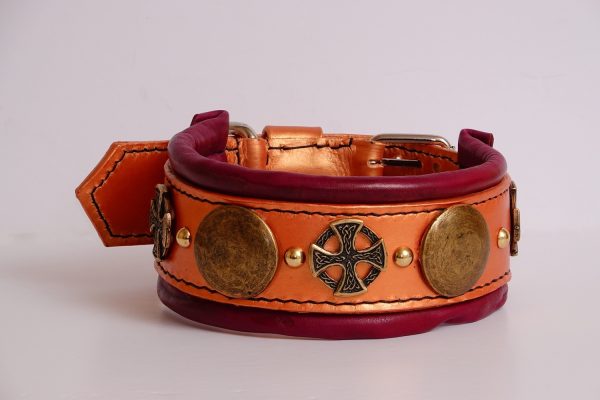 rose gold leather dog collar