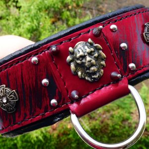 burgundy leather dog collar