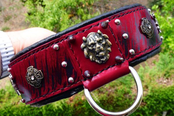burgundy leather dog collar