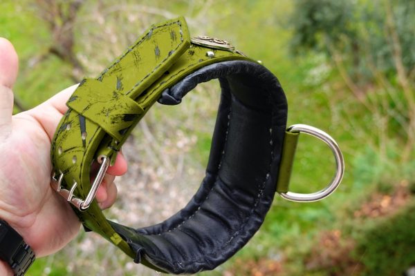 army green leather collar