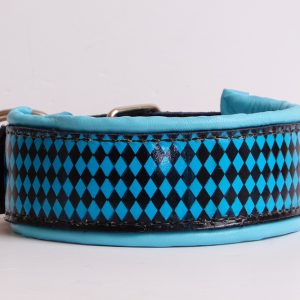 harlequin leather dog collar