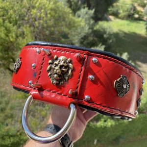 Red Celtic Leather Dog Collar