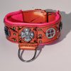 Rose Gold Pearlescent Leather Dog Collar Padded