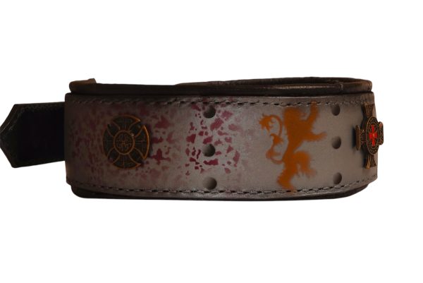 Medieval Leather Dog Collar with Heraldic Lions and Templar Cross - Image 4