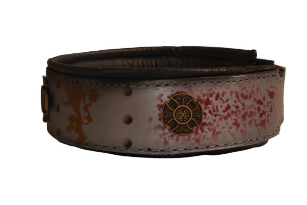 Medieval Leather Dog Collar with Heraldic Lions and Templar Cross - Image 5