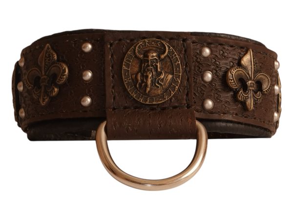 Handmade Viking Odin Leather Dog Collar for Pitbulls, Amstaffs & Mastiffs