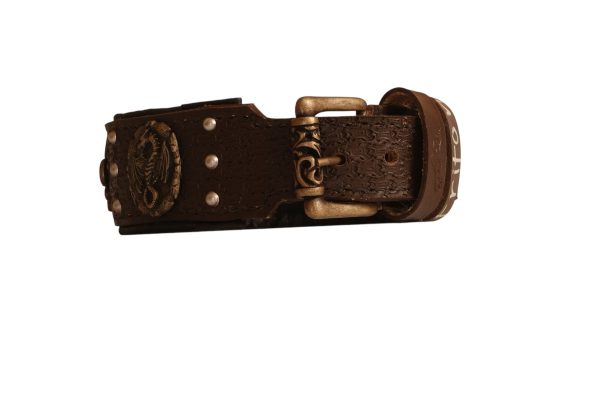 Handmade Viking Odin Leather Dog Collar for Pitbulls, Amstaffs & Mastiffs - Image 5