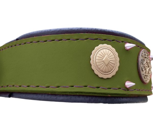 Army Green Leather Spiked Dog Collar: Stylish Protection for Large Breeds - Image 6