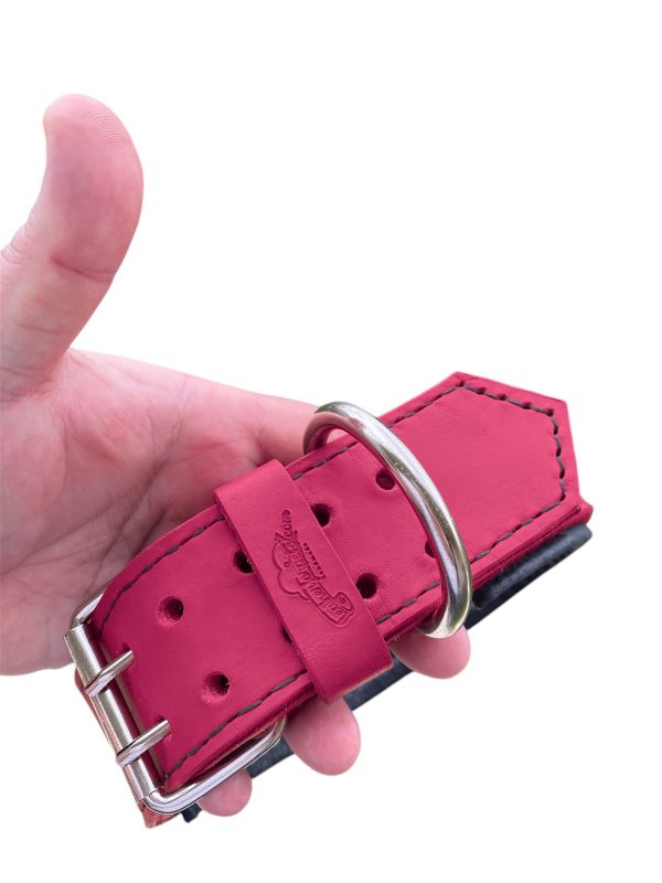 Magenta Leather Spiked Dog Collar: Stylish Protection for Large Breeds - Image 3