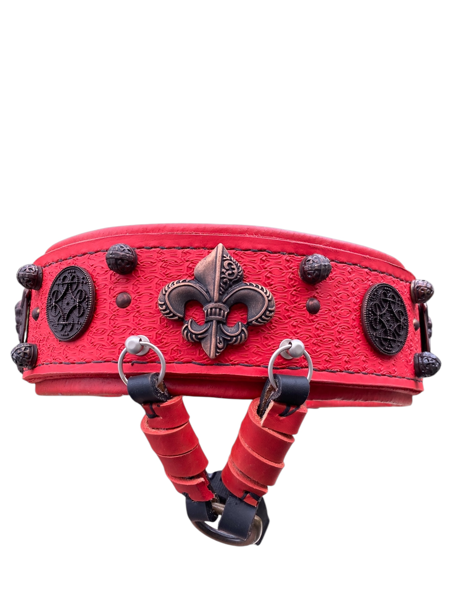 red mastiff leather dog collar
