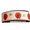 White Leather Dog Collar with Japanese Samurai Scenes