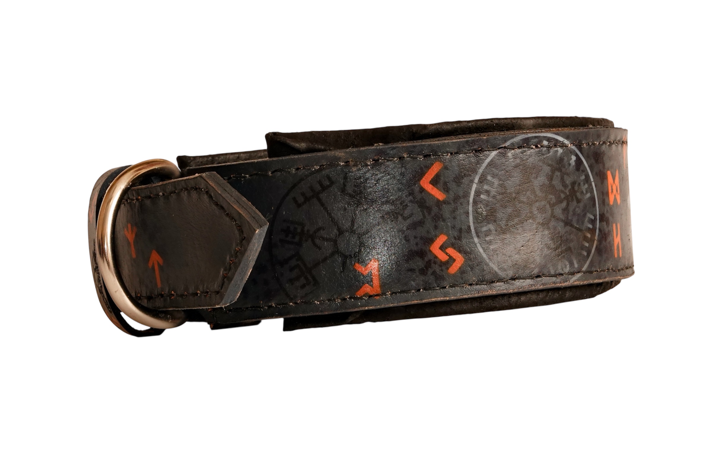 Handmade Viking Leather Dog Collar with Vegvisir Compass & Norse Runes - Image 4