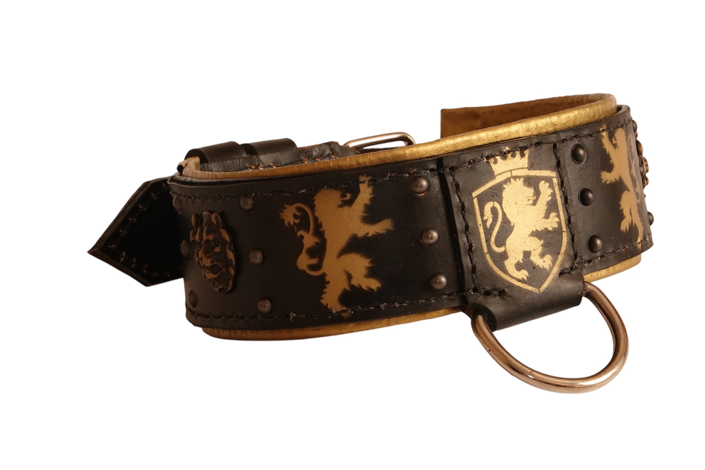 Heraldic Lions Leather Dog Collar - Image 5