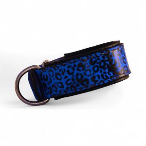 blue leopard dog collar leather